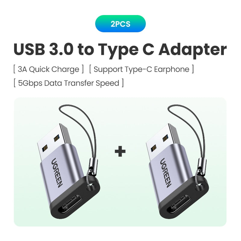 UGREEN USB C Adapter USB 3.0 2.0 Male to USB 3.1 Type C Female Type-C Adapter for Laptop Samsung Xiaomi 10 Earphone USB Adapter