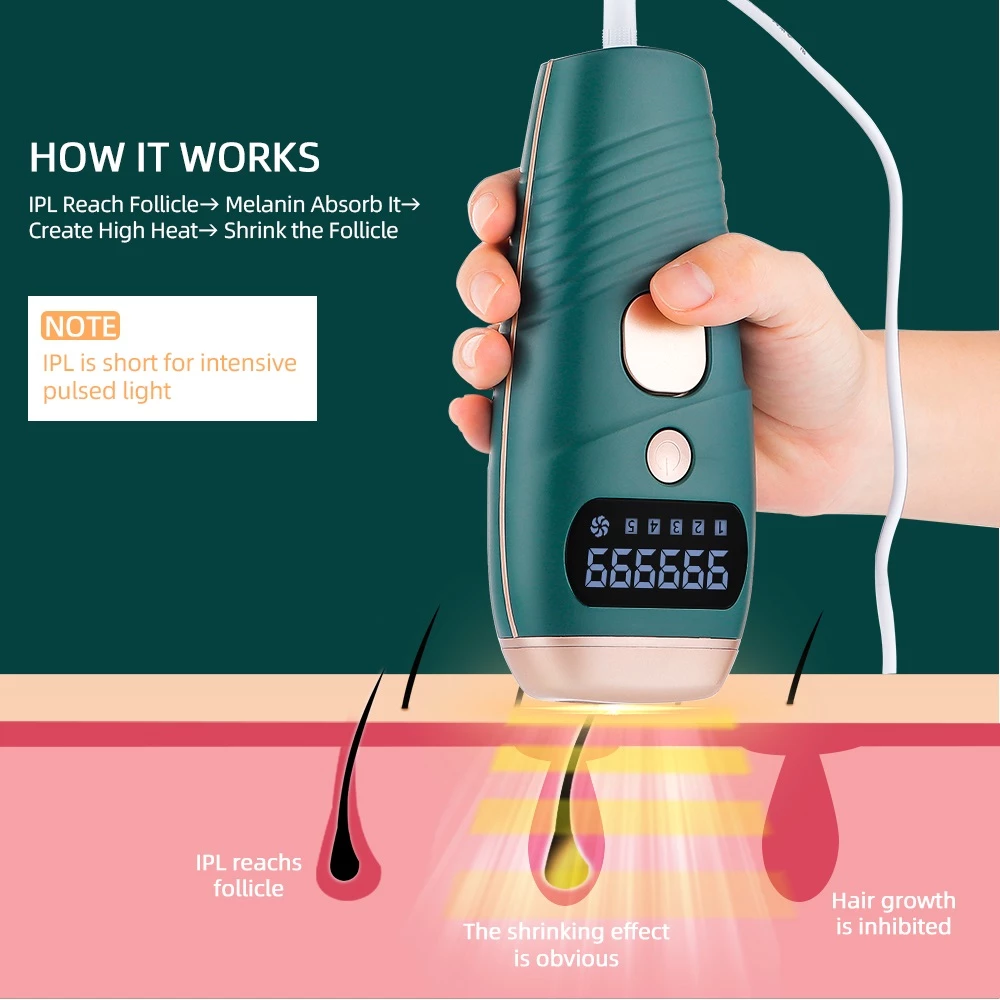 Safe and Painless: IPL laser hair removal has been proven to be gentle, high safety, no side effects, flawless and painless2