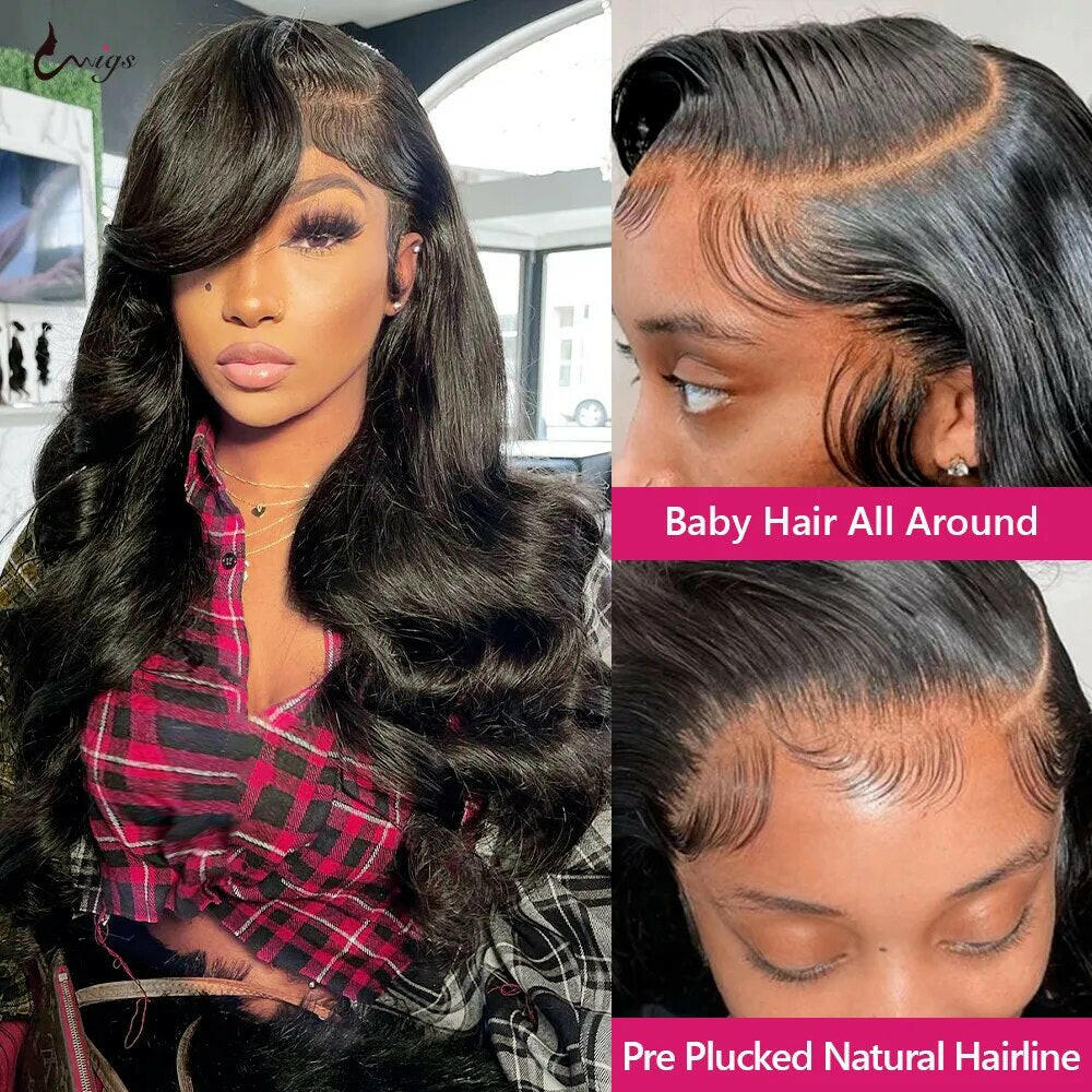 40 Inch lace front wigs human hair body wave lace closure wig.