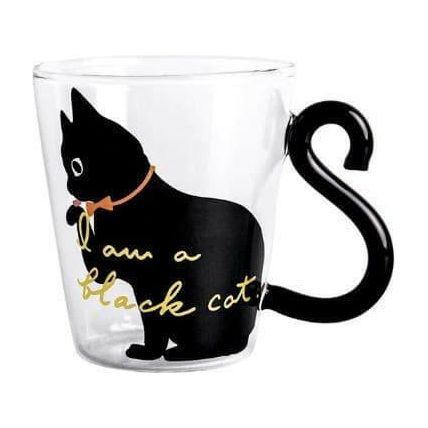 Glass Water Cup With Cute Cat Design - Nakinsige