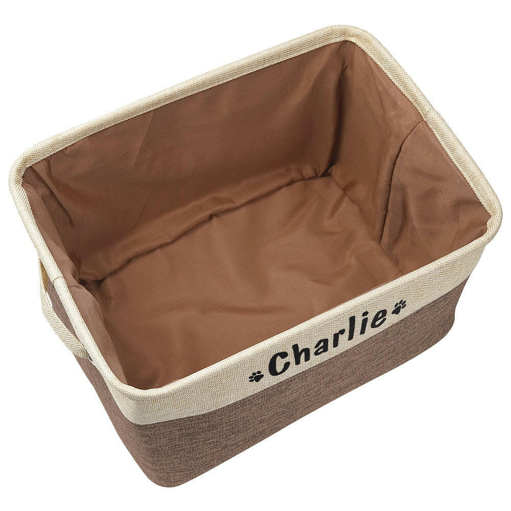 Custom Dog Toys Storage Bins Canvas Collapsible Dog Accessories Storage Basket Bin Pet Organizer Box Perfect For Organizing Toys.