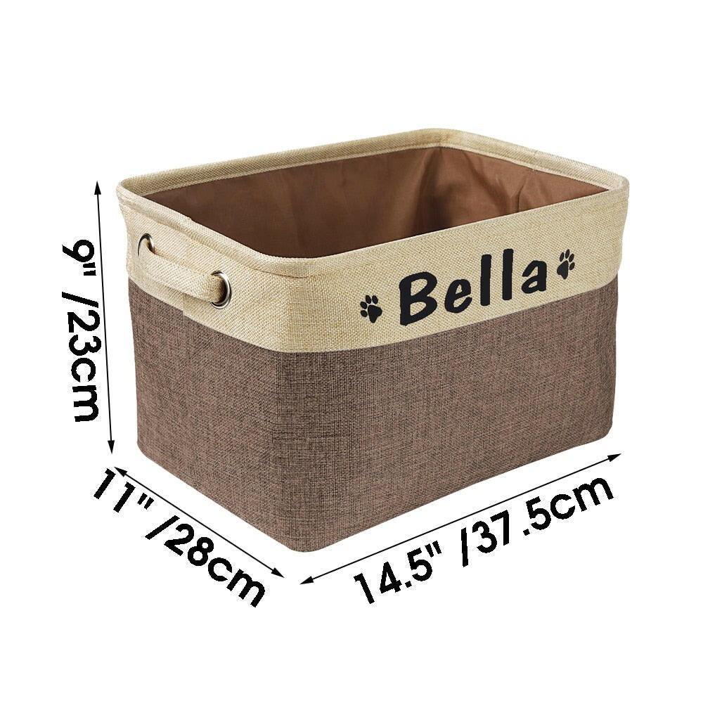 Custom Dog Toys Storage Bins Canvas Collapsible Dog Accessories Storage Basket Bin Pet Organizer Box Perfect For Organizing Toys.