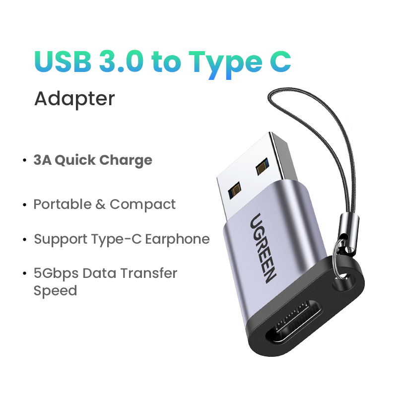 UGREEN USB C Adapter USB 3.0 2.0 Male to USB 3.1 Type C Female Type-C Adapter for Laptop Samsung Xiaomi 10 Earphone USB Adapter.