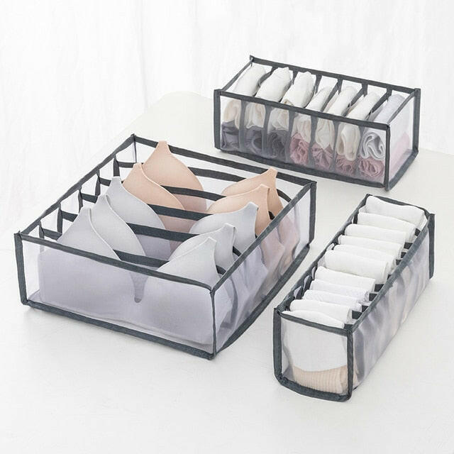 2/3PCs Underwear Drawer Organizer Storage Box Foldable Closet Organizers Drawer Divider Storage Boxes for Underpants Socks Bra.