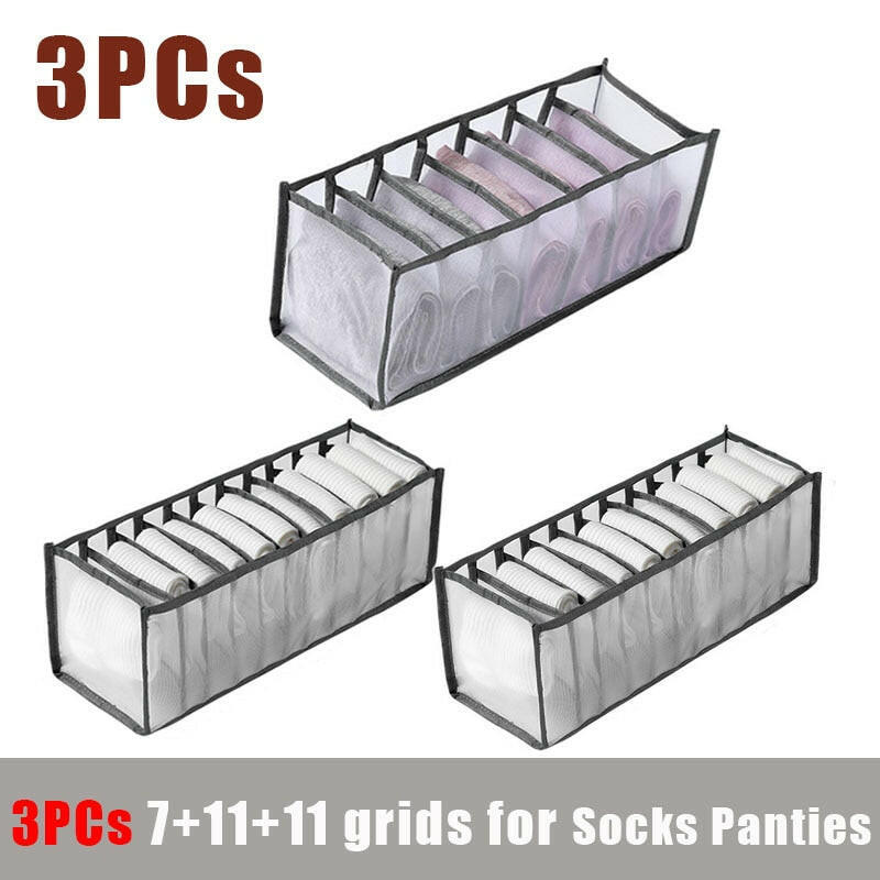 2/3PCs Underwear Drawer Organizer Storage Box Foldable Closet Organizers Drawer Divider Storage Boxes for Underpants Socks Bra.