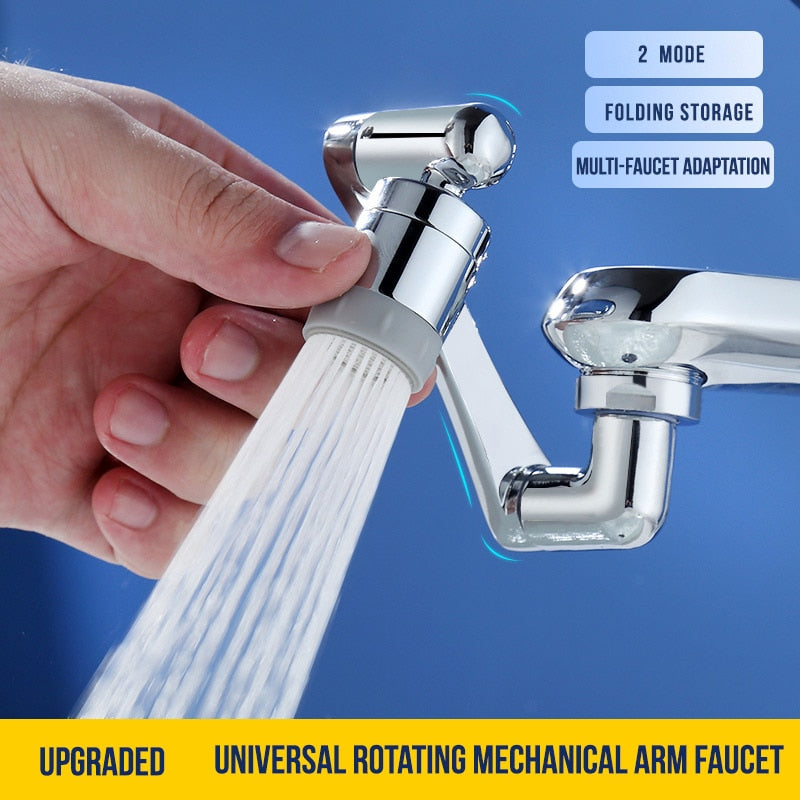 Stainless steel Universal 1080 °Swivel Robotic Arm Swivel Extension Faucet Aerator Kitchen Sink Faucet Extender 2Water Flow Mode