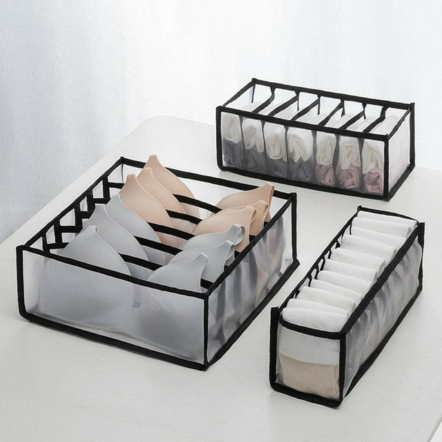 2/3PCs Underwear Drawer Organizer Storage Box Foldable Closet Organizers Drawer Divider Storage Boxes for Underpants Socks Bra.