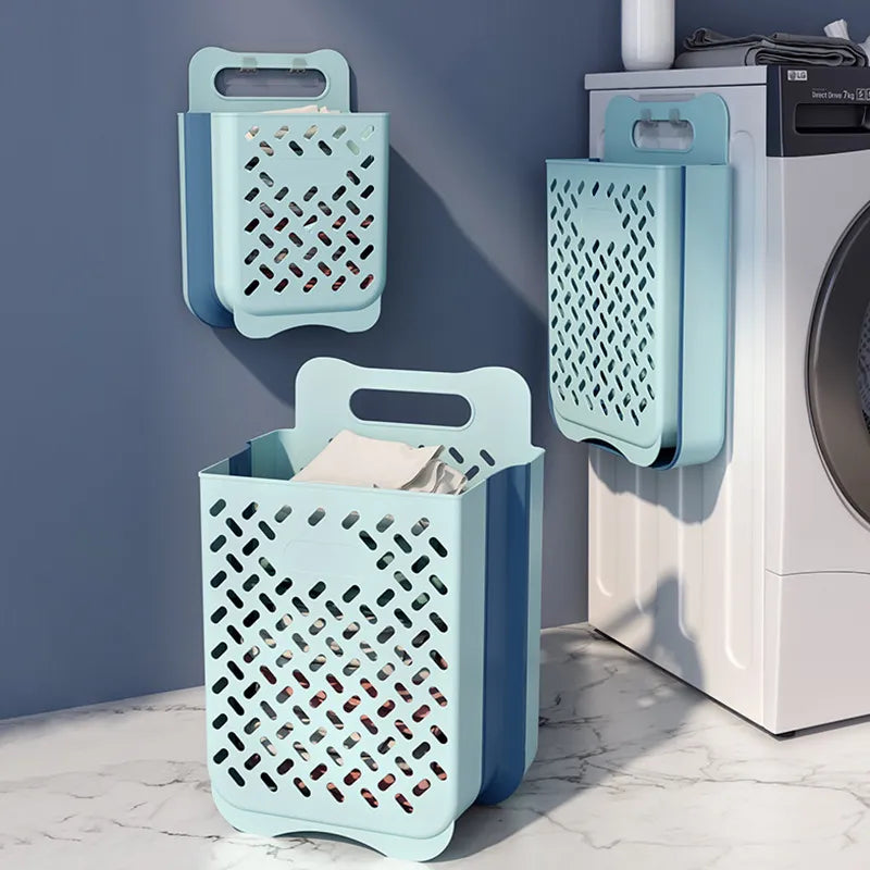 Folding Bathroom Laundry Basket Wall-mounted dirty clothes storage baskets.