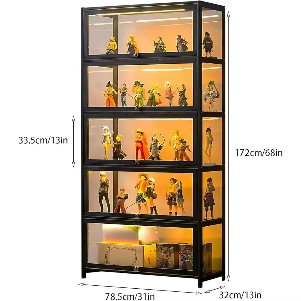 5-Tier Curio Display Cabinet, Storage Shelves with Acrylic Door