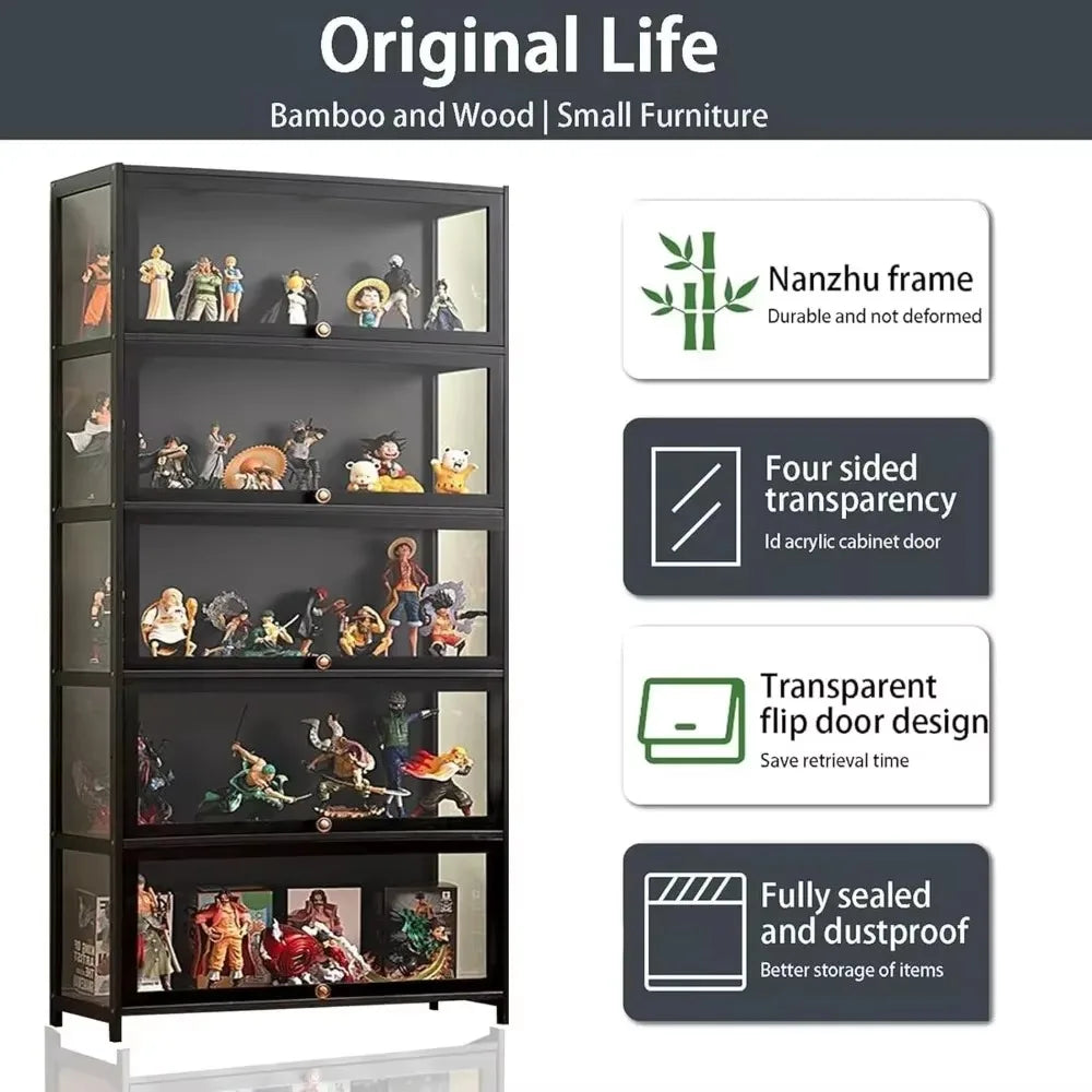 5-Tier Curio Display Cabinet, Storage Shelves with Acrylic Door
