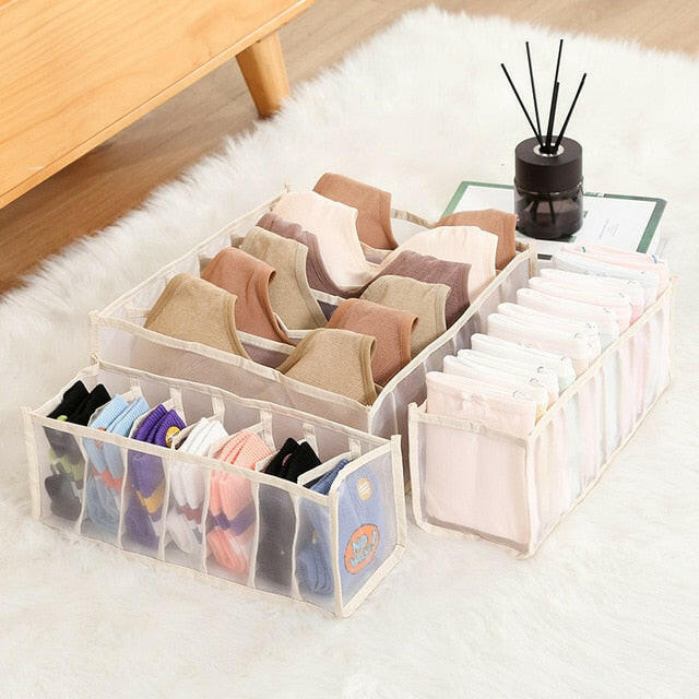 2/3PCs Underwear Drawer Organizer Storage Box Foldable Closet Organizers Drawer Divider Storage Boxes for Underpants Socks Bra.