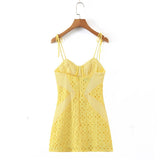 Sunny Lemon Eyelet Mini Dress - Nakinsige
