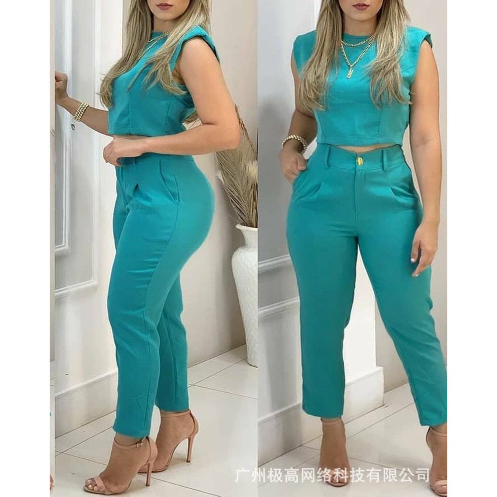 Women&#39;s 2023 new summer blue casual suit
