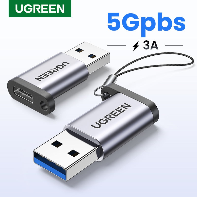 UGREEN USB C Adapter USB 3.0 2.0 Male to USB 3.1 Type C Female Type-C Adapter for Laptop Samsung Xiaomi 10 Earphone USB Adapter.