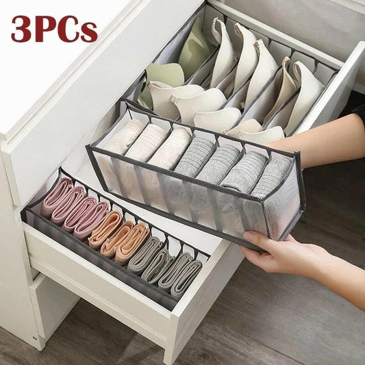 2/3PCs Underwear Drawer Organizer Storage Box Foldable Closet Organizers Drawer Divider Storage Boxes for Underpants Socks Bra.