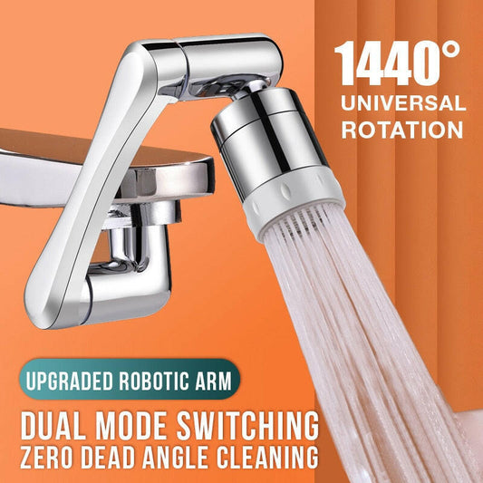 Stainless steel Universal 1080 °Swivel Robotic Arm Swivel Extension Faucet Aerator Kitchen Sink Faucet Extender 2Water Flow Mode.